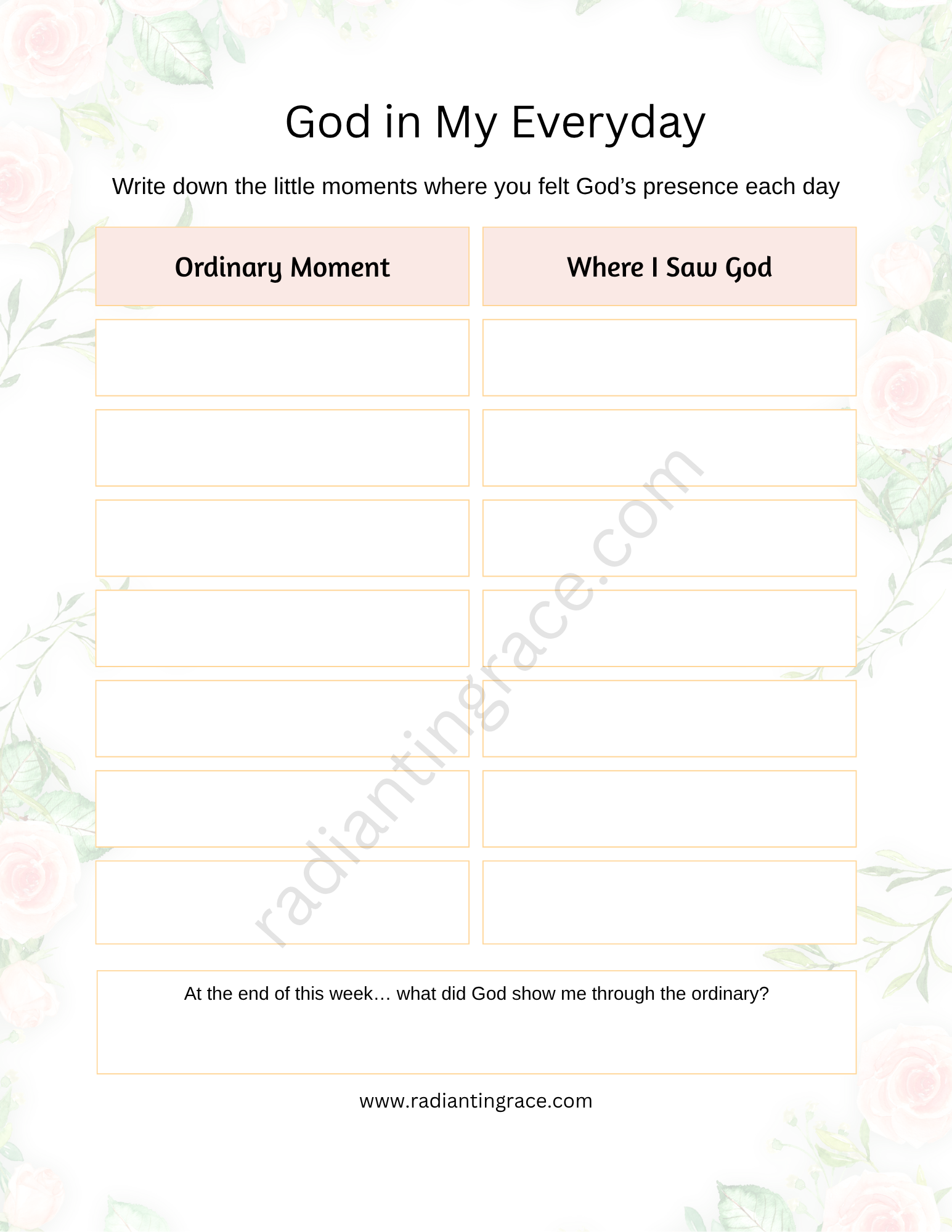 God in my everything reflection tracker